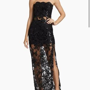 Alice + Olivia Black Lace Strapless Dress